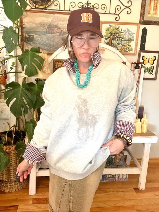 Polo Ralph Lauren Other - Polo Ralph Lauren Pony Embroidered Double Knit Rugby Grey Sweatshirt Pre Loved